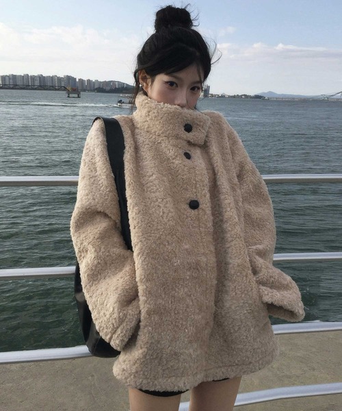 LAFFMO(ラフモ)の「ボアスタンドカラー裏起毛ミドルコート(その他アウター・レディース・ダークグレー/ベージュ・F)」の21枚目の写真