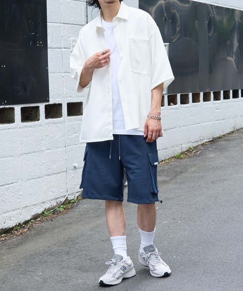 MAISON CLUB(メゾンクラブ)の「【MAISON CLUB】新素材追加!ワイドカーゴハーフパンツ ショートパンツ ナイロンショーツ / スウェットショーツ(カーゴパンツ・メンズ・ブラック/ブラック系その他2/アイボリー/カーキ/ネイビー系2/グレー系その他2/ネイビー・L/M)」の21枚目の写真