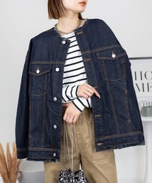 RCD（アールシーディー）の「オーバーサイズ ノーカラーカットオフデニムジャケット（デニムジャケット）」