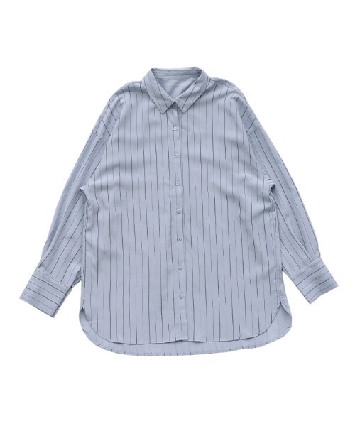 select MOCA（セレクトモカ）の「ダブルラインストライプシャツ（シャツ/ブラウス・レディース・チャコールグレー/アイボリー/ライトブルー・FREE）」の22枚目の写真