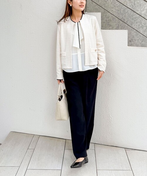 NOLLEY’S（ノーリーズ）の「《セットアップ対応》ウォッシャブルストレッチジョーゼットイージーワイドパンツ（その他パンツ・レディース・ネイビー/ブラック・38/36/34）」の19枚目の写真