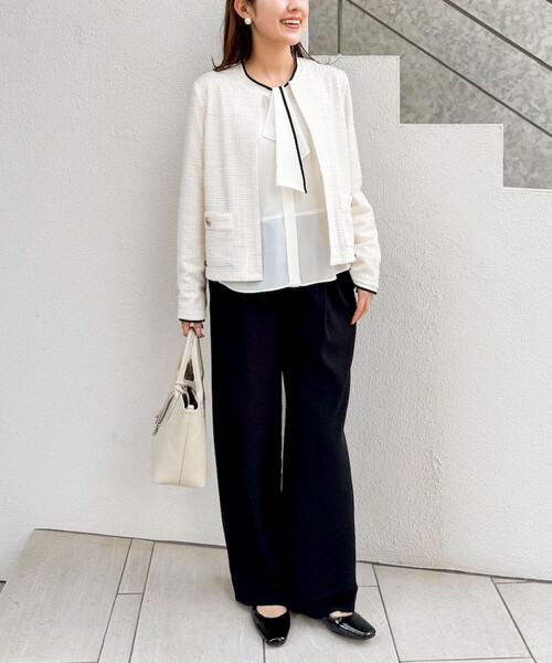 NOLLEY’S（ノーリーズ）の「《セットアップ対応》ウォッシャブルストレッチジョーゼットイージーワイドパンツ（その他パンツ・レディース・ネイビー/ブラック・38/36/34）」の6枚目の写真