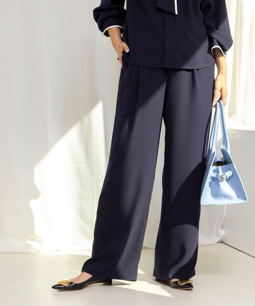 NOLLEY’S（ノーリーズ）の「《セットアップ対応》ウォッシャブルストレッチジョーゼットイージーワイドパンツ（その他パンツ・レディース・ネイビー/ブラック・38/36/34）」の4枚目の写真