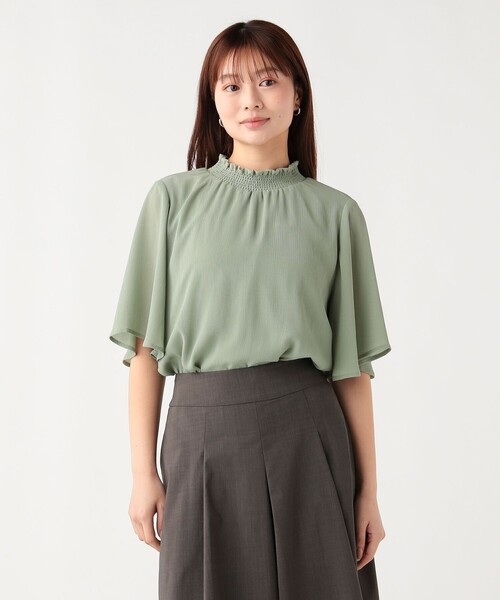 BEAMS HEART(ビームスハート)の「楊柳 ハイネック プルオーバー(シャツ/ブラウス・レディース・ネイビー/ケリーグリーン/ホワイト系その他5/グレー・FREE)」の7枚目の写真
