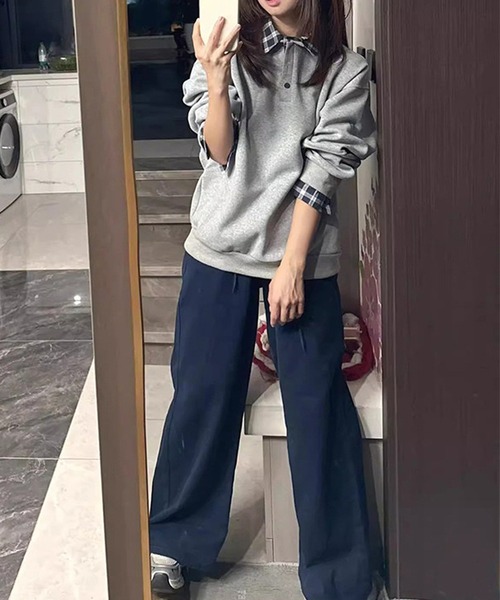 NANEA（ナネア）の「シャツレイヤード風プルオーバー（スウェット・レディース・グレー/ネイビー・X-LARGE/LARGE/MEDIUM）」の11枚目の写真