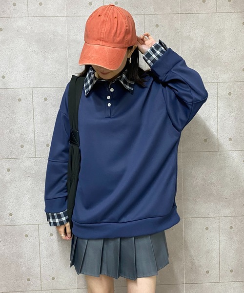 NANEA（ナネア）の「シャツレイヤード風プルオーバー（スウェット・レディース・グレー/ネイビー・X-LARGE/LARGE/MEDIUM）」の8枚目の写真