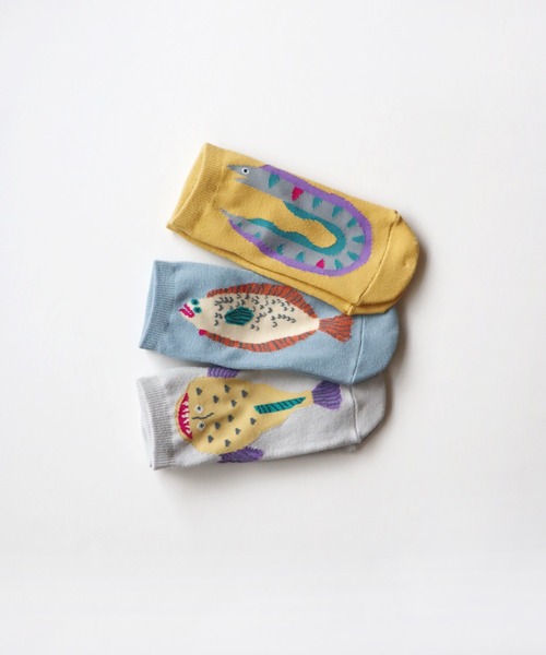 stample(スタンプル)の「じっとしてる魚アンクルソックス【3足セット】(ソックス/靴下・キッズ・A・LL/L/M/S)」の1枚目の写真