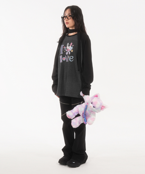 FANYOUNG（ファンヤング）の「アイラブラビ ラグランT チャコールブラック（Tシャツ/カットソー・レディース・その他・FREE）」の6枚目の写真