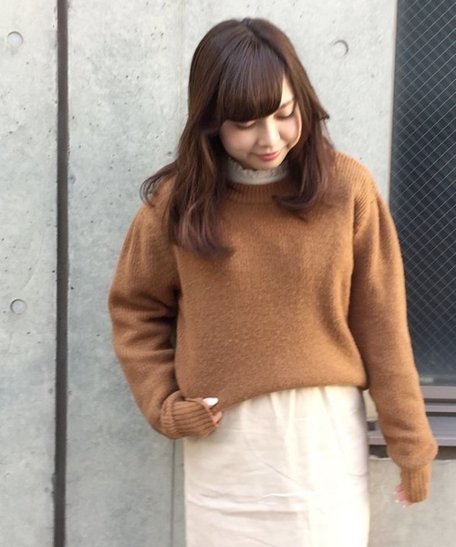 Kastane(カスタネ)の「モチモチ畦プルオーバー(ニット/セーター・レディース・キャメル/ピンク/カーキ/サックスブルー・FREE)」の1枚目の写真