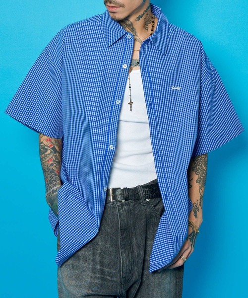 Subciety(サブサエティ)の「Essential mini check shirt(シャツ/ブラウス・メンズ・ホワイト/ブラック/ブルー・X-SMALL/SMALL/MEDIUM/LARGE/X-LARGE/XX-LARGE)」の3枚目の写真