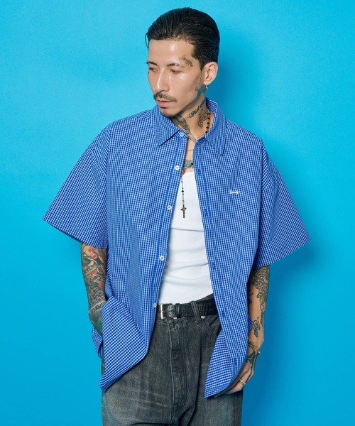 Subciety(サブサエティ)の「Essential mini check shirt(シャツ/ブラウス・メンズ・ホワイト/ブラック/ブルー・X-SMALL/SMALL/MEDIUM/LARGE/X-LARGE/XX-LARGE)」の5枚目の写真