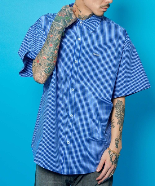 Subciety(サブサエティ)の「Essential mini check shirt(シャツ/ブラウス・メンズ・ホワイト/ブラック/ブルー・X-SMALL/SMALL/MEDIUM/LARGE/X-LARGE/XX-LARGE)」の7枚目の写真