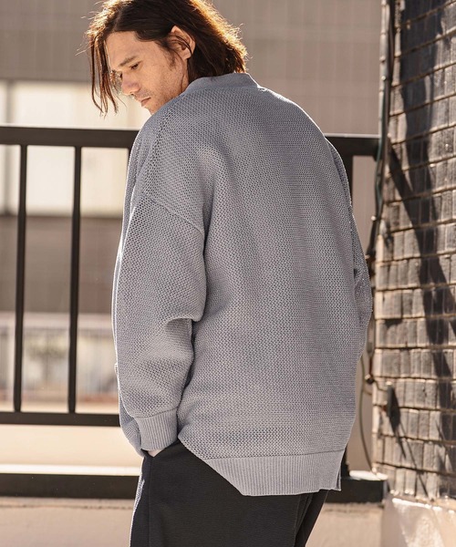 CAMBIO(カンビオ)の「mcg3761-Airy Sheer Knit Buttonless Cardigan ニットカーディガン(S63926cmb)(カーディガン/ボレロ・メンズ・ブラック/グレー/ロイヤルブルー/キナリ・S/M/L)」の6枚目の写真