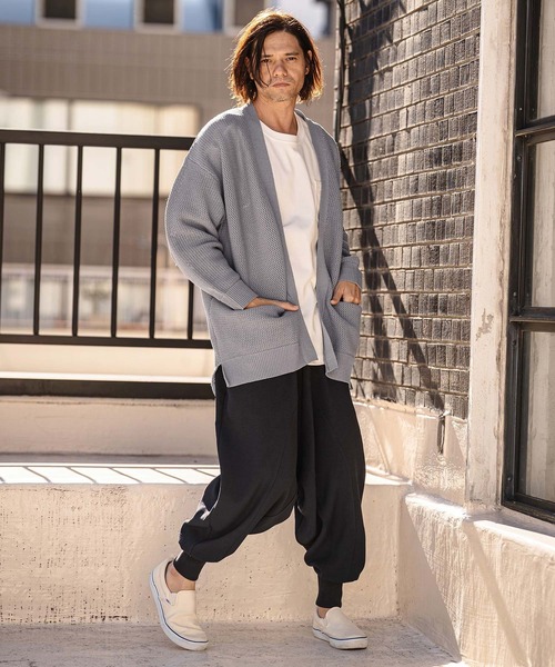 CAMBIO(カンビオ)の「mcg3761-Airy Sheer Knit Buttonless Cardigan ニットカーディガン(S63926cmb)(カーディガン/ボレロ・メンズ・ブラック/グレー/ロイヤルブルー/キナリ・S/M/L)」の8枚目の写真