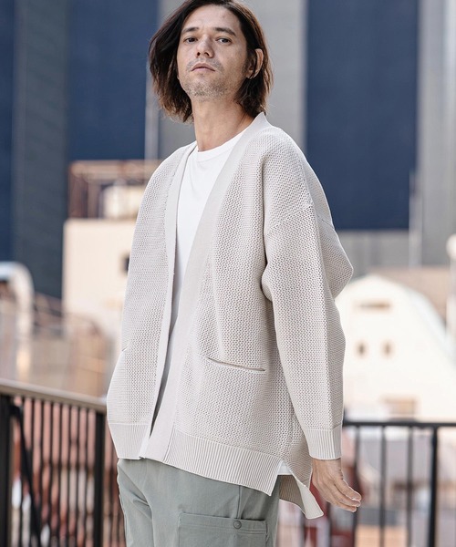 CAMBIO(カンビオ)の「mcg3761-Airy Sheer Knit Buttonless Cardigan ニットカーディガン(S63926cmb)(カーディガン/ボレロ・メンズ・ブラック/グレー/ロイヤルブルー/キナリ・S/M/L)」の16枚目の写真