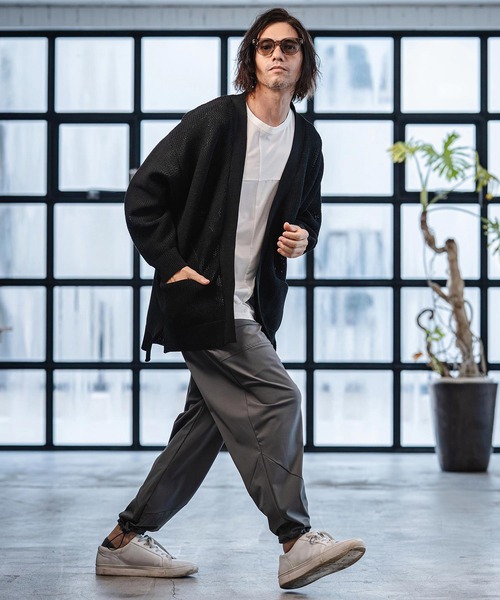 CAMBIO(カンビオ)の「mcg3761-Airy Sheer Knit Buttonless Cardigan ニットカーディガン(S63926cmb)(カーディガン/ボレロ・メンズ・ブラック/グレー/ロイヤルブルー/キナリ・S/M/L)」の21枚目の写真