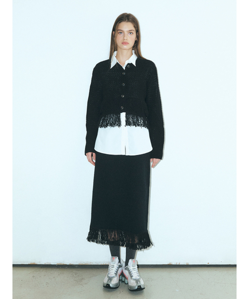 ETMON(エトモン)の「Layer Fringe Knit Cardigan, Black(カーディガン/ボレロ・レディース・その他・FREE)」の3枚目の写真