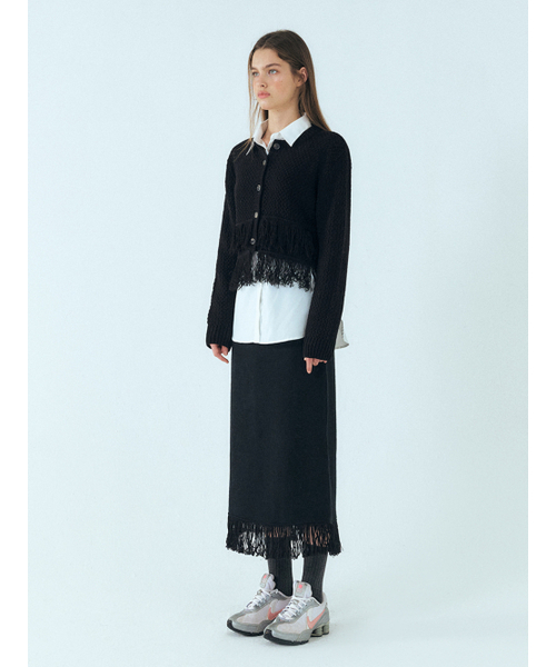 ETMON(エトモン)の「Layer Fringe Knit Cardigan, Black(カーディガン/ボレロ・レディース・その他・FREE)」の5枚目の写真