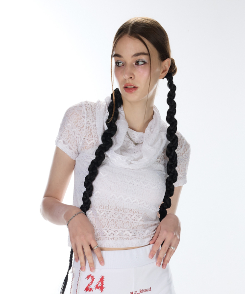 LARTIGENT(ラーティゼン)の「L12 COWL LACE T-SHIRT(WHITE)(Tシャツ/カットソー・レディース・その他・FREE)」の2枚目の写真