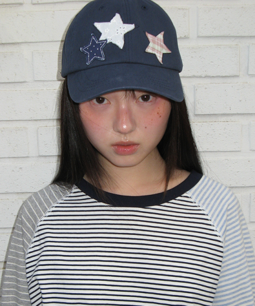 RONRON(ロンロン)の「STAR PATCH MIXED APPLIQUE BALL CAP NAVY(キャップ・レディース・その他・FREE)」の4枚目の写真