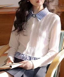 SpRay | チェック切替フロントレイヤードカーディガン(カーディガン/ボレロ)