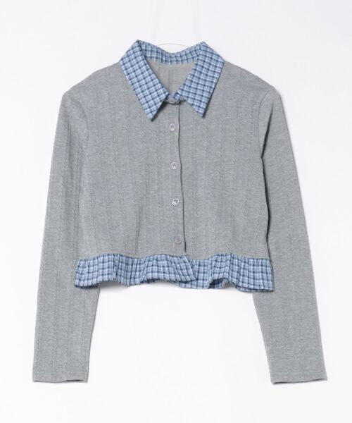 SpRay（スプレイ）の「チェック切替フロントレイヤードカーディガン（カーディガン/ボレロ・レディース・グレー/オフホワイト/ネイビー・FREE）」の21枚目の写真