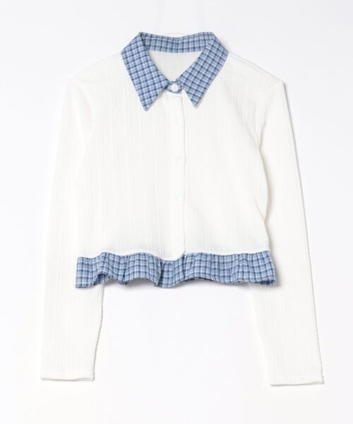 SpRay（スプレイ）の「チェック切替フロントレイヤードカーディガン（カーディガン/ボレロ・レディース・グレー/オフホワイト/ネイビー・FREE）」の19枚目の写真