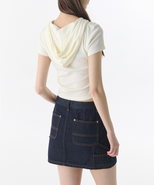 MUSINSA STANDARD WOMAN（ムシンサスタンダードウーマン）の「ウィメンズリブスリムフードパーカーティーシャツ[アイボリー]（パーカー・レディース・その他・SMALL/MEDIUM/X-SMALL/LARGE/X-LARGE）」の3枚目の写真