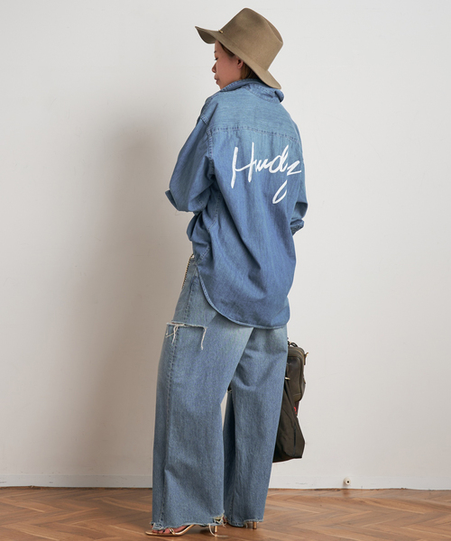 Attick by Johnbull（アティックバイジョンブル）の「【Attick by Johnbull/アティック バイ ジョンブル】ダメージワイドデニム（デニムパンツ・レディース・ブルー・34/36/38/40）」の5枚目の写真