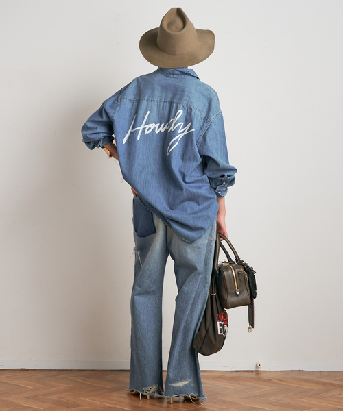 Attick by Johnbull（アティックバイジョンブル）の「【Attick by Johnbull/アティック バイ ジョンブル】ダメージワイドデニム（デニムパンツ・レディース・ブルー・34/36/38/40）」の6枚目の写真