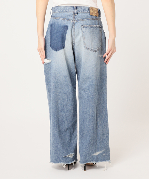 Attick by Johnbull（アティックバイジョンブル）の「【Attick by Johnbull/アティック バイ ジョンブル】ダメージワイドデニム（デニムパンツ・レディース・ブルー・34/36/38/40）」の9枚目の写真