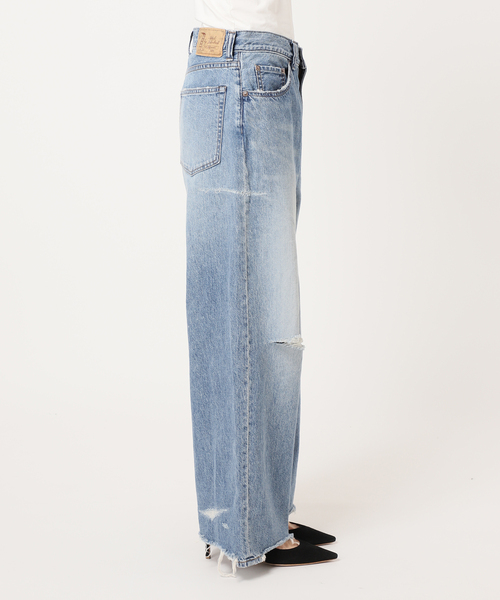 Attick by Johnbull（アティックバイジョンブル）の「【Attick by Johnbull/アティック バイ ジョンブル】ダメージワイドデニム（デニムパンツ・レディース・ブルー・34/36/38/40）」の10枚目の写真