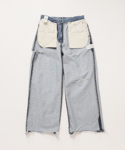 Attick by Johnbull（アティックバイジョンブル）の「【Attick by Johnbull/アティック バイ ジョンブル】ダメージワイドデニム（デニムパンツ・レディース・ブルー・34/36/38/40）」の17枚目の写真