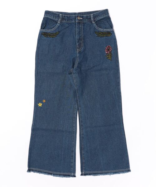 チャイハネ（チャイハネ）の「【チャイハネ】デニム刺繍ベルボトムパンツ（デニムパンツ・レディース・ブルー/ネイビー・FREE）」の2枚目の写真