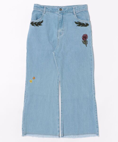 チャイハネ（チャイハネ）の「【チャイハネ】デニム刺繍ベルボトムパンツ（デニムパンツ・レディース・ブルー/ネイビー・FREE）」の4枚目の写真