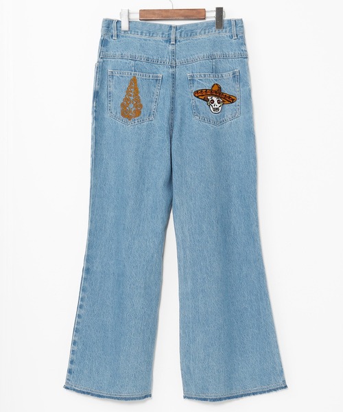 チャイハネ（チャイハネ）の「【チャイハネ】デニム刺繍ベルボトムパンツ（デニムパンツ・レディース・ブルー/ネイビー・FREE）」の5枚目の写真