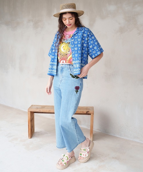 チャイハネ（チャイハネ）の「【チャイハネ】デニム刺繍ベルボトムパンツ（デニムパンツ・レディース・ブルー/ネイビー・FREE）」の10枚目の写真