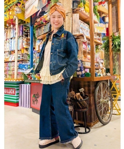 チャイハネ(チャイハネ)の「【チャイハネ】デニム刺繍ベルボトムパンツ(デニムパンツ・レディース・ブルー/ネイビー・FREE)」の15枚目の写真