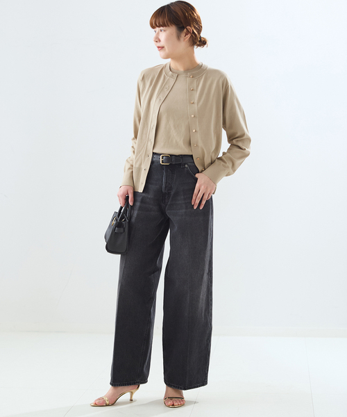 journal standard L'essage（ジャーナルスタンダードレサージュ）の「コットンハーフスリーブプルオーバー（ニット/セーター・レディース・グリーン/ネイビー/ベージュ・FREE）」の4枚目の写真