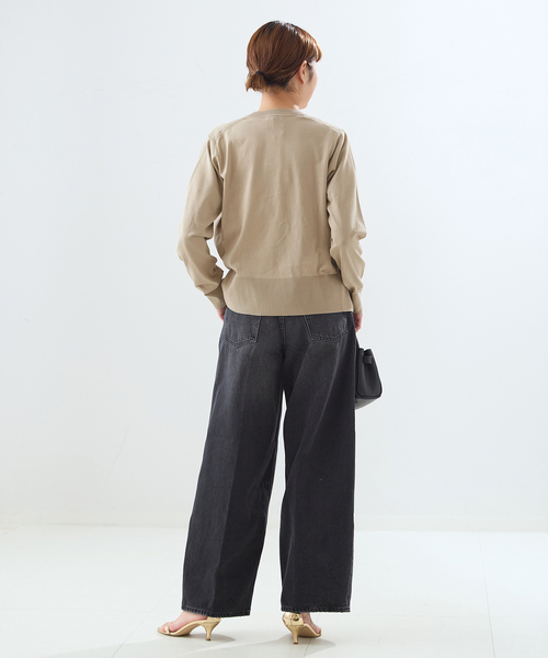 journal standard L'essage（ジャーナルスタンダードレサージュ）の「コットンハーフスリーブプルオーバー（ニット/セーター・レディース・グリーン/ネイビー/ベージュ・FREE）」の5枚目の写真