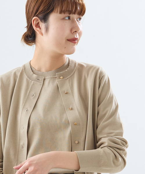 journal standard L'essage（ジャーナルスタンダードレサージュ）の「コットンハーフスリーブプルオーバー（ニット/セーター・レディース・グリーン/ネイビー/ベージュ・FREE）」の8枚目の写真