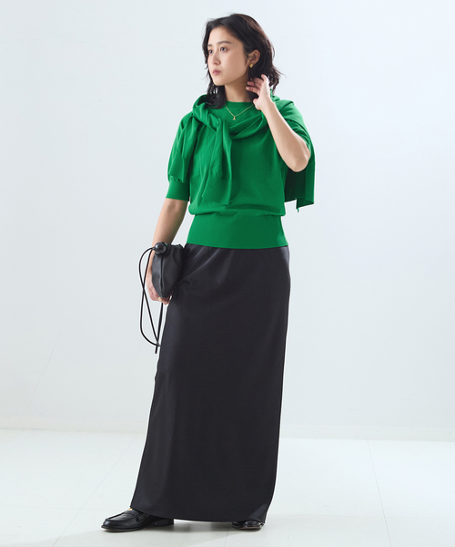 journal standard L'essage（ジャーナルスタンダードレサージュ）の「コットンハーフスリーブプルオーバー（ニット/セーター・レディース・グリーン/ネイビー/ベージュ・FREE）」の9枚目の写真