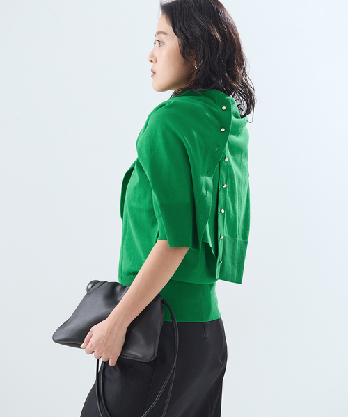 journal standard L'essage（ジャーナルスタンダードレサージュ）の「コットンハーフスリーブプルオーバー（ニット/セーター・レディース・グリーン/ネイビー/ベージュ・FREE）」の13枚目の写真