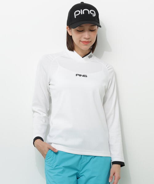PING(ピン)の「【PING APPAREL】冷感ポンチハイネックシャツ <GOLD> (LADIES)(Tシャツ/カットソー・レディース・グレー/ネイビー/ホワイト・S/LL/L/M)」の2枚目の写真