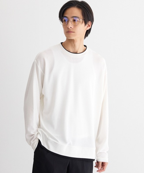 coca(coca)(コカ)の「ミニワッフルレイヤード風ロンT(Tシャツ/カットソー・メンズ・ホワイト/ブラック・XL/L/M)」の2枚目の写真