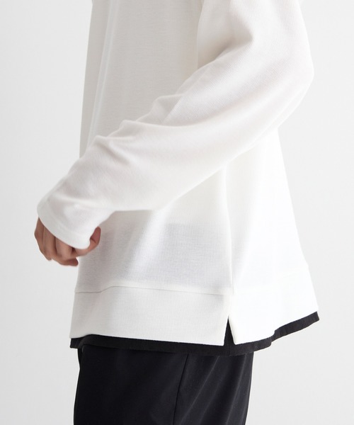 coca(coca)(コカ)の「ミニワッフルレイヤード風ロンT(Tシャツ/カットソー・メンズ・ホワイト/ブラック・XL/L/M)」の8枚目の写真