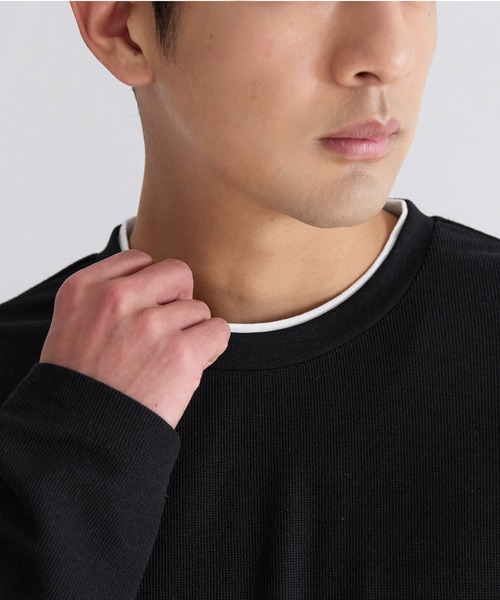 coca(coca)(コカ)の「ミニワッフルレイヤード風ロンT(Tシャツ/カットソー・メンズ・ホワイト/ブラック・XL/L/M)」の13枚目の写真
