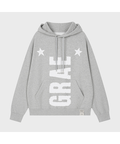 GRAVER（グレーバー）の「[ユニセックス]GRAE-STAR フードパーカー_5カラー（パーカー・レディース・スカイブルー/ホワイト/ブラック/クリーム/杢グレー・SMALL/MEDIUM/LARGE）」の3枚目の写真