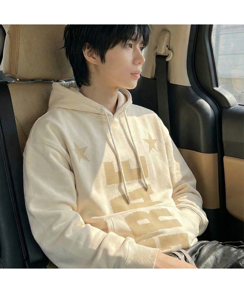 GRAVER（グレーバー）の「[ユニセックス]GRAE-STAR フードパーカー_5カラー（パーカー・レディース・スカイブルー/ホワイト/ブラック/クリーム/杢グレー・SMALL/MEDIUM/LARGE）」の4枚目の写真