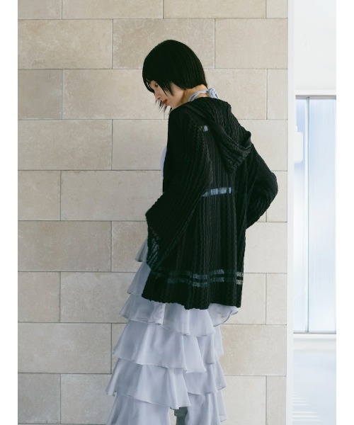 sahara（サハラ）の「Sheer Hoodie Cardigan/シアーフーディーカーディガン（カーディガン/ボレロ・レディース・ブラック/ブルー/ホワイト/ブラウン・FREE）」の9枚目の写真